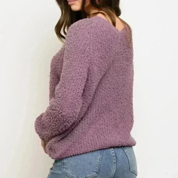 WOMEN'S LONG SLEEVE FRONT RUCHED TOP purple - Picture 6 of 8